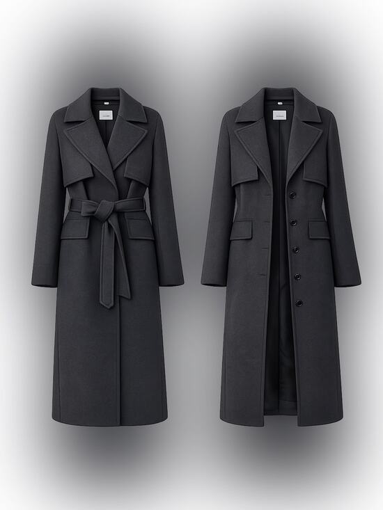 Burberry Jackets & Blazers - Burberry Charcoal Wool Cashmere Long Coat Size 8